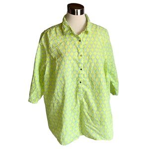 ⭐️ Lands’ End Yellow & Teal Geometric Tunic